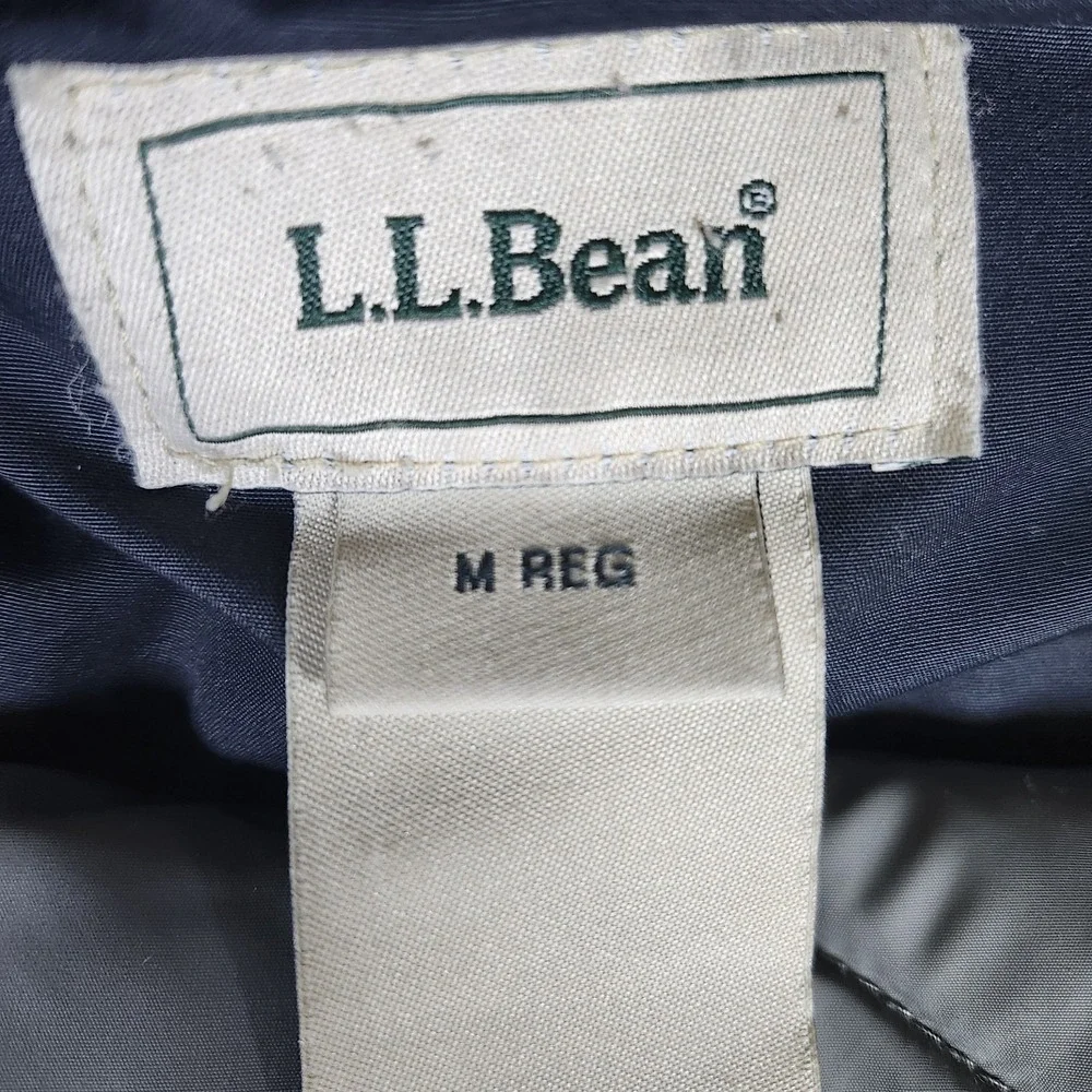 LL Bean Baxter State Parka Jacket Womens Medium Blue Hooded Faux Fur Trim Winter